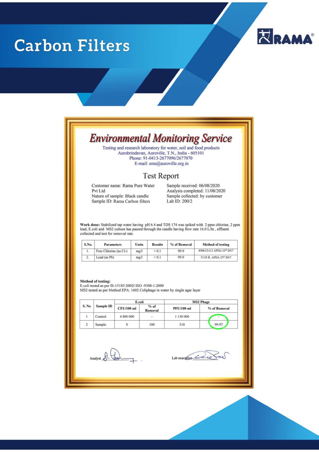 Carbon Filters Certifications