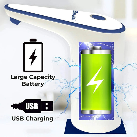 RAMA HandyPump Water Dispenser for Water Cans, Comes with 1200 mAh Battery which Provides 3 Days of Usage in a Single Charge, Auto Stop in 60 Seconds, White Color