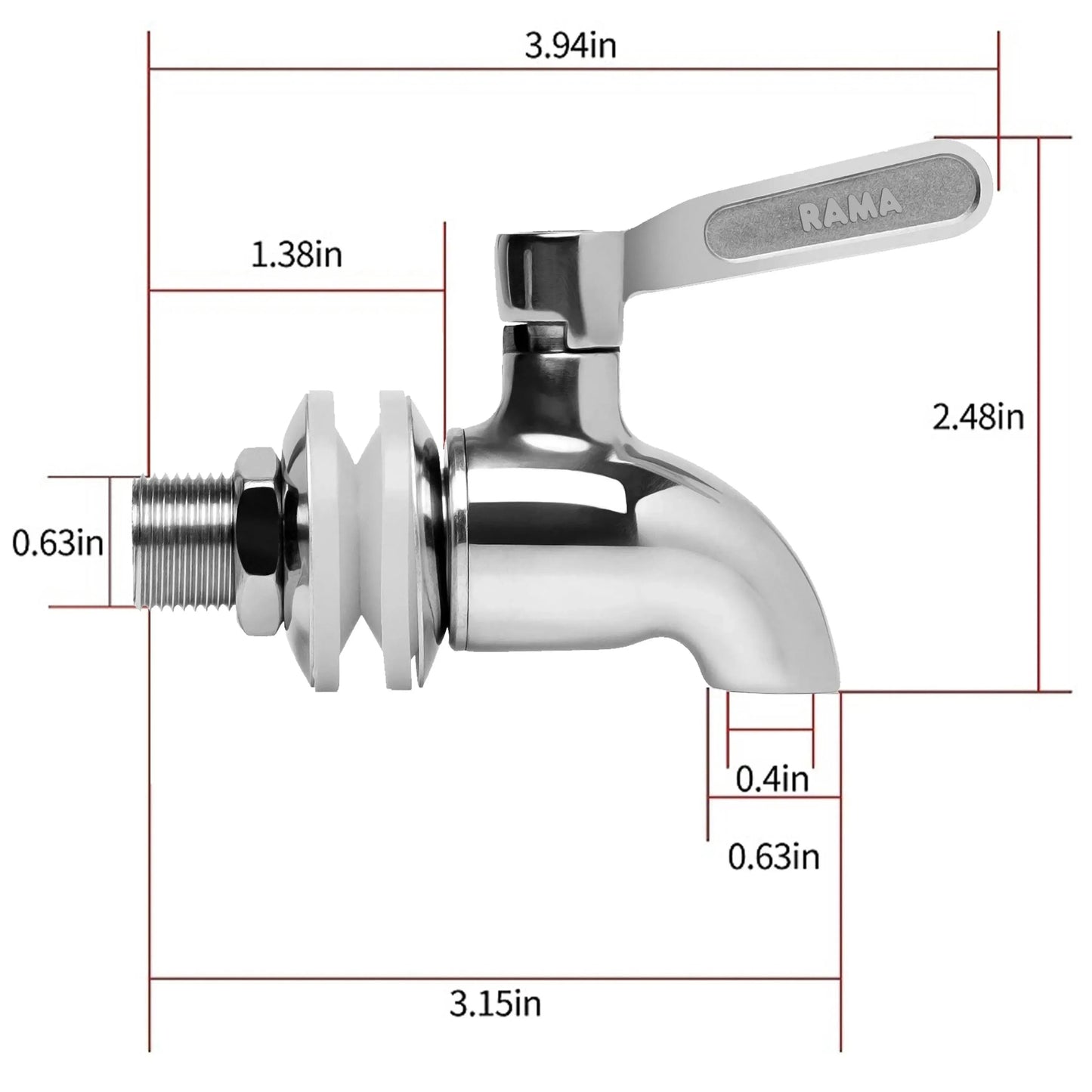 RAMA 304 Grade Gravity Water Filter Stainless Steel Tap