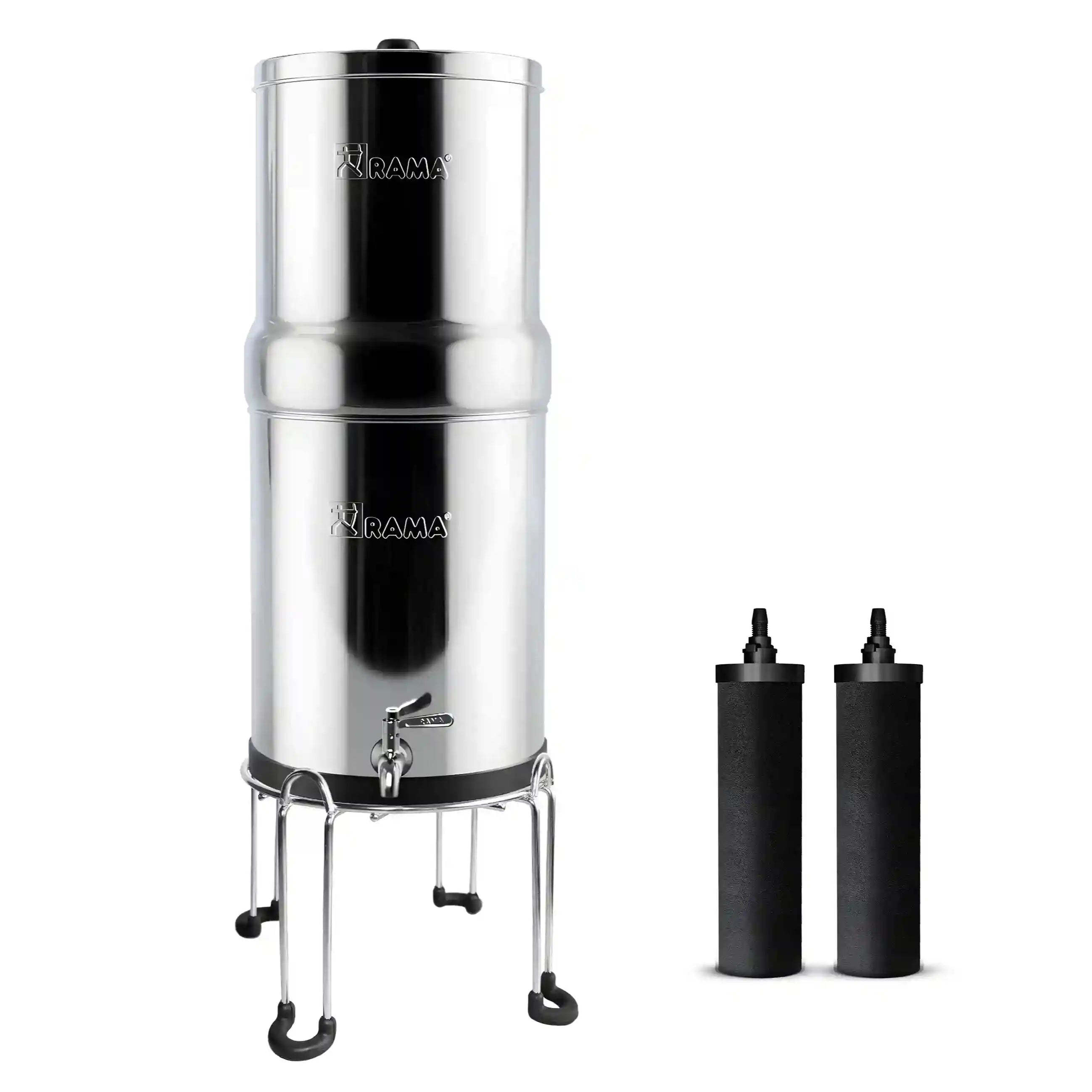 RAMA Gravity Water Filter with Carbon Candles and Stainless Steel Stand