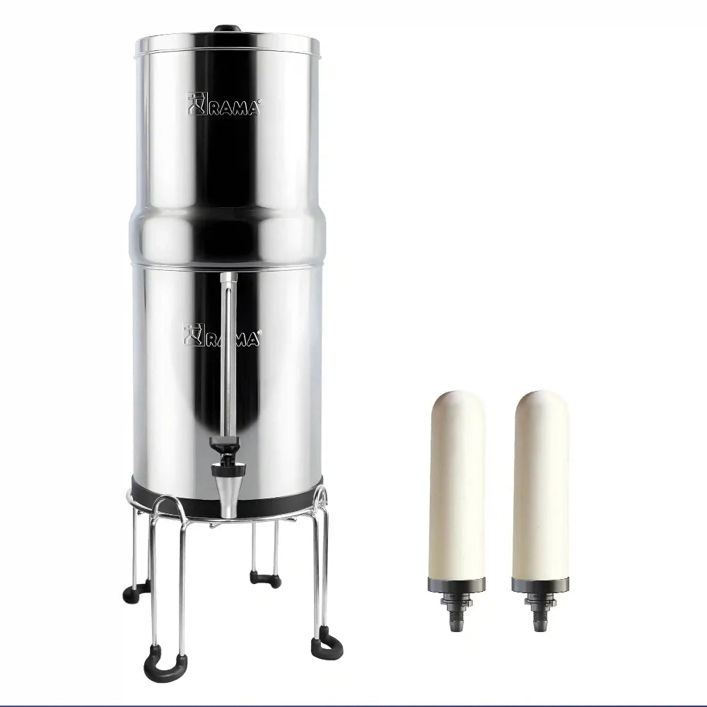 RAMA Gravity Water Filter with Spirit Candles and Stainless Steel Stand