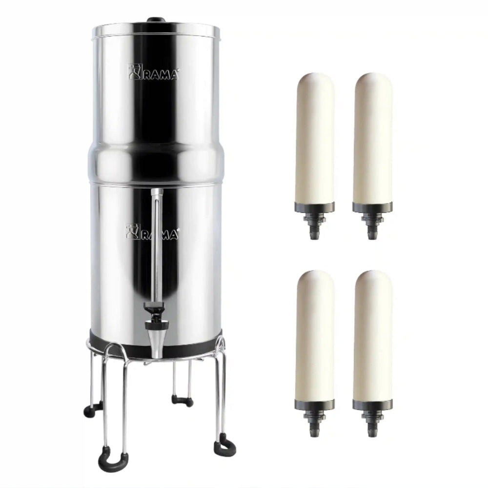 RAMA Gravity Water Filter with Spirit Candles and Stainless Steel Stand