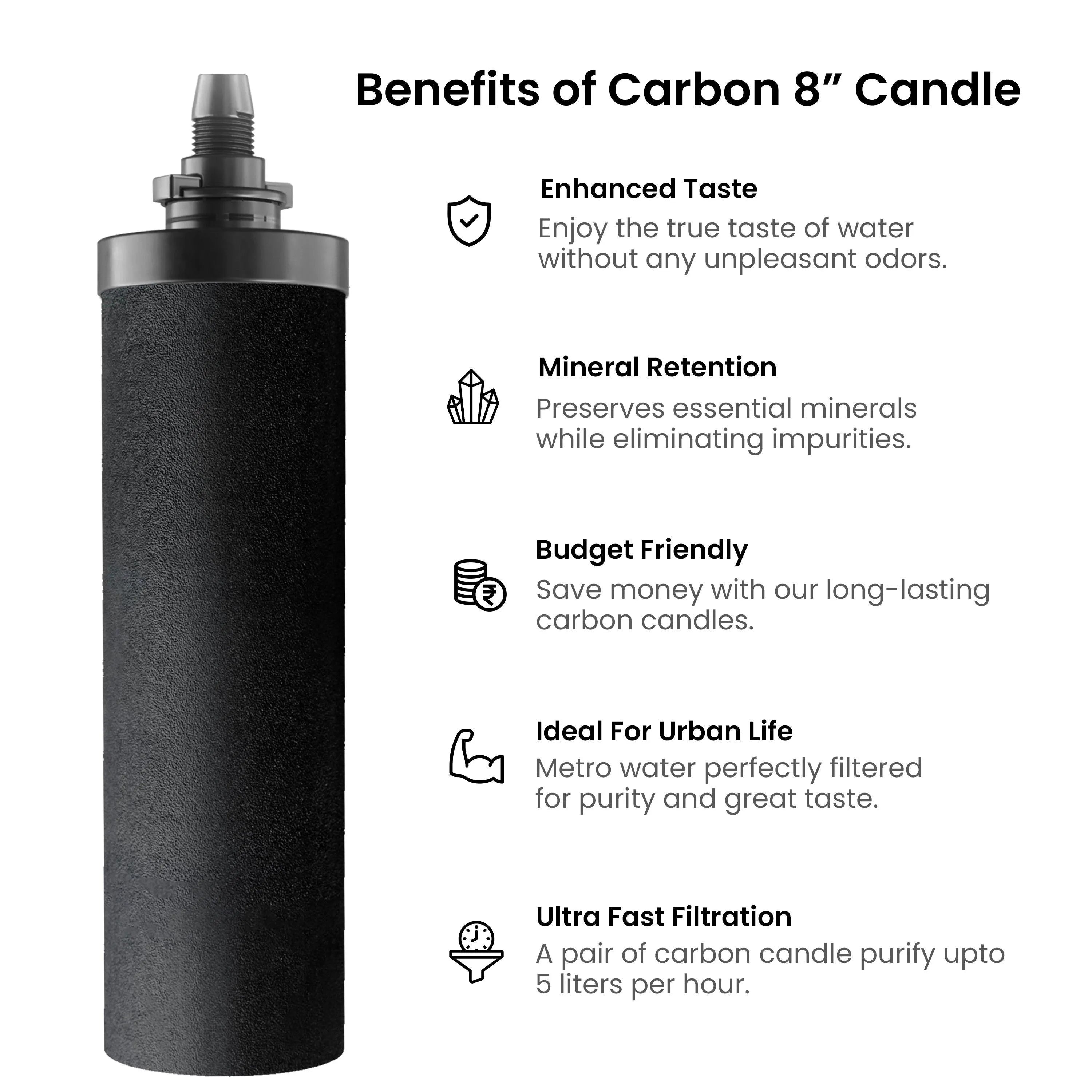 RAMA Carbon 8 Inch Fast Filtration Water Purifier Candle