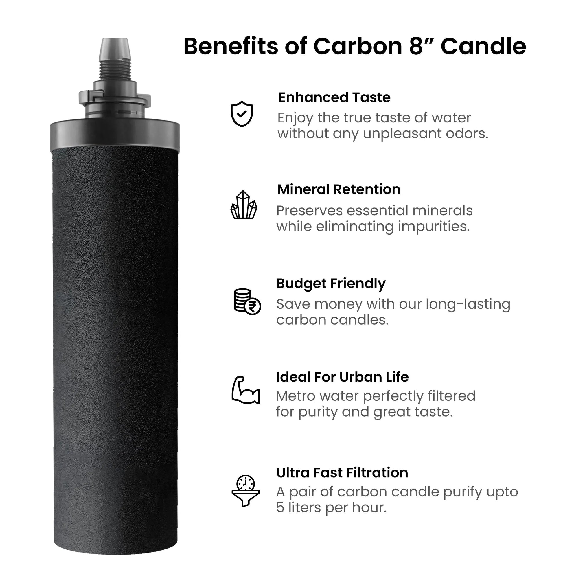 benefits of carbon 8" water filter candles