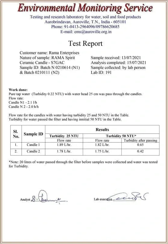 rama pure water pvt ltd certificate