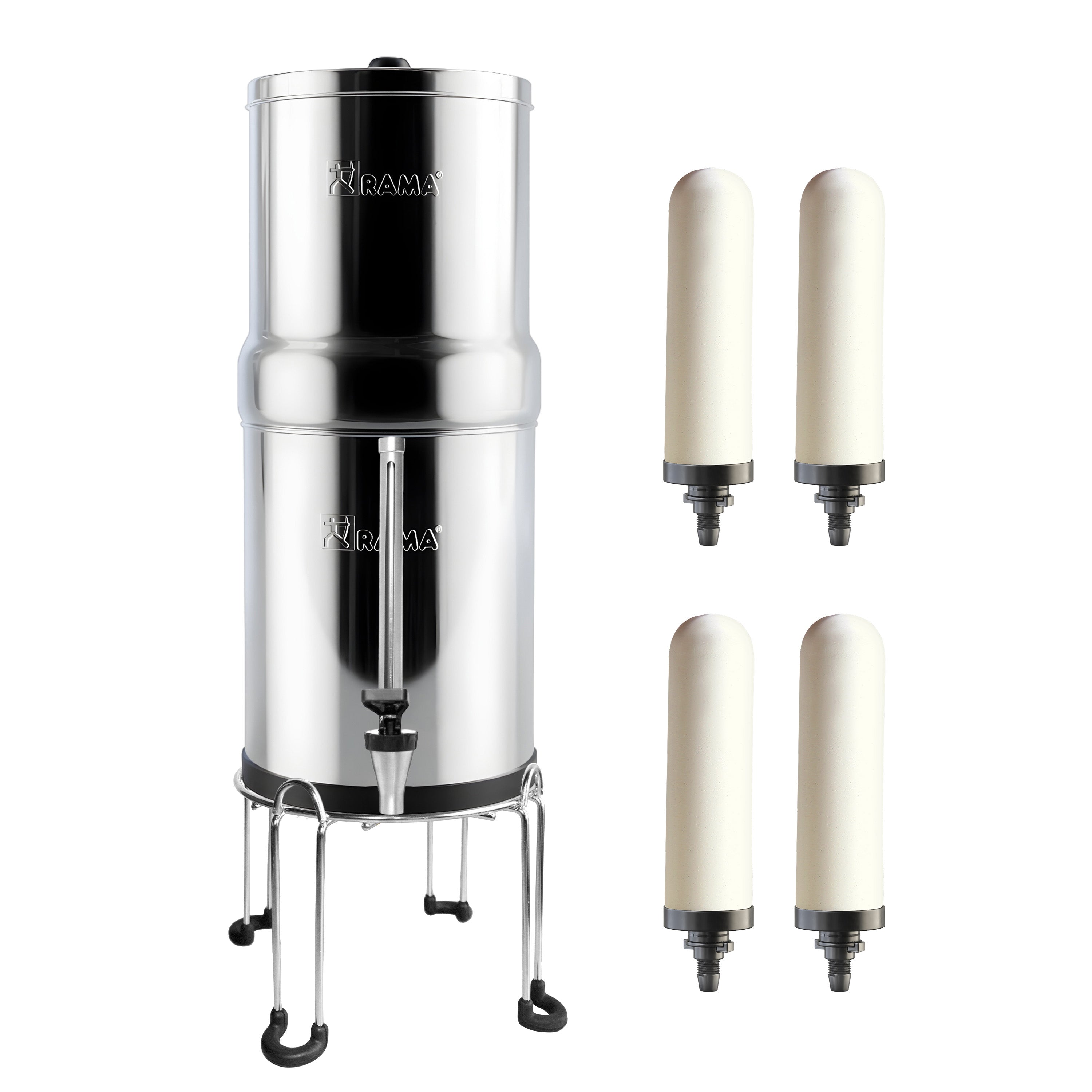 RAMA Gravity Water Filter with Spirit Candles and Stainless Steel Stand