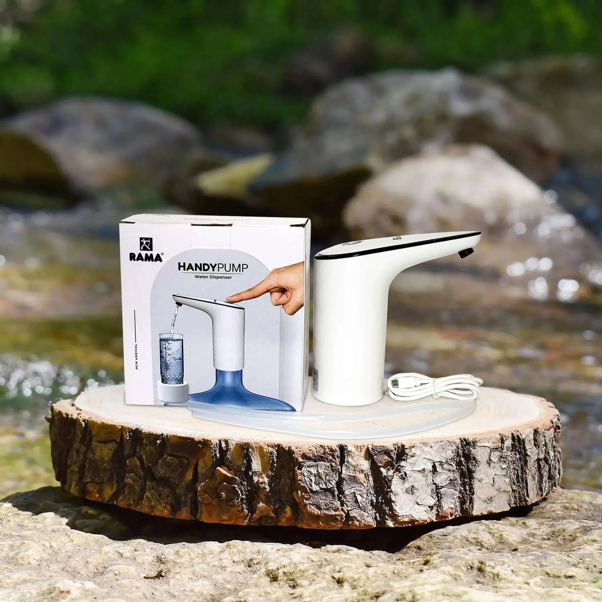 RAMA HandyPump Water Dispenser for Water Cans, Comes with 1200 mAh Battery which Provides 3 Days of Usage in a Single Charge, Auto Stop in 60 Seconds, White Color - Rama Water Filters