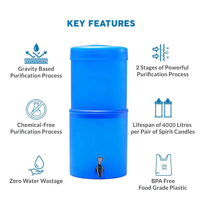 rama plastic gravity water filter features