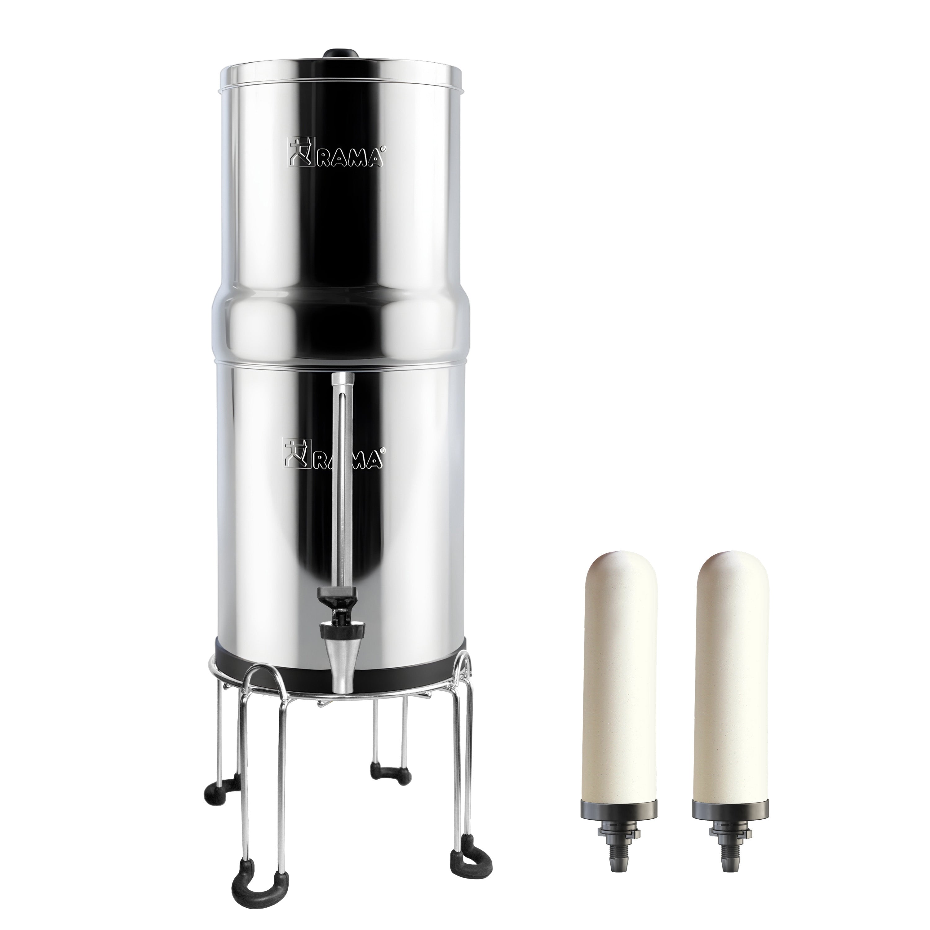 RAMA Gravity Water Filter with Spirit Candles and Stainless Steel Stand