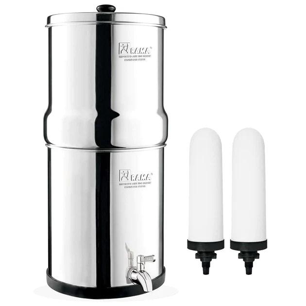 RAMA Gravity Water Filter and Purifier, 10-Year Warranty, 99.99% Bacteria removal with SS Tap and Spirit Candles