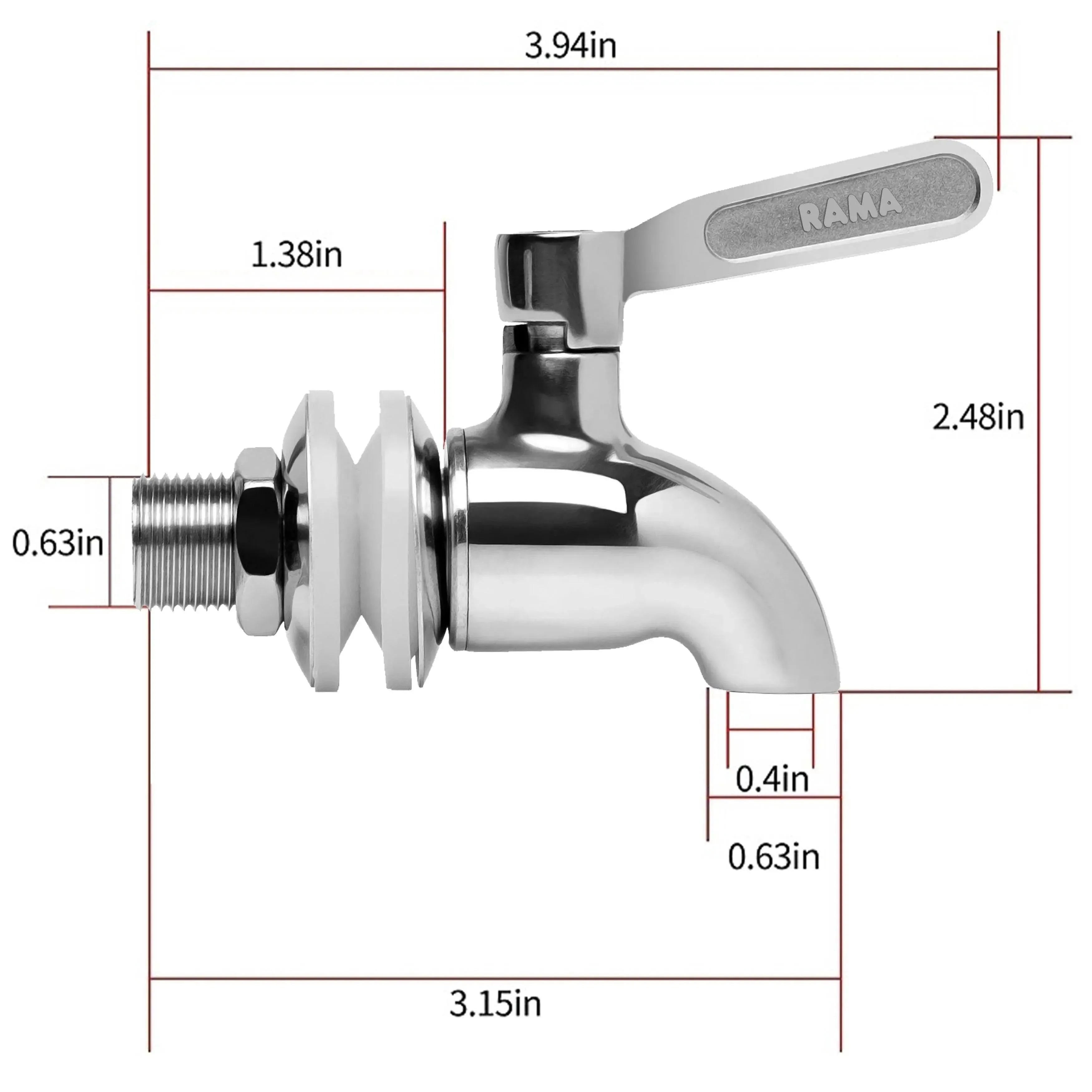 rama stainless steel water filter tap dimensions