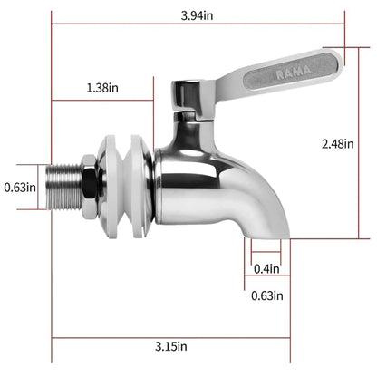 rama stainless steel water filter tap dimensions