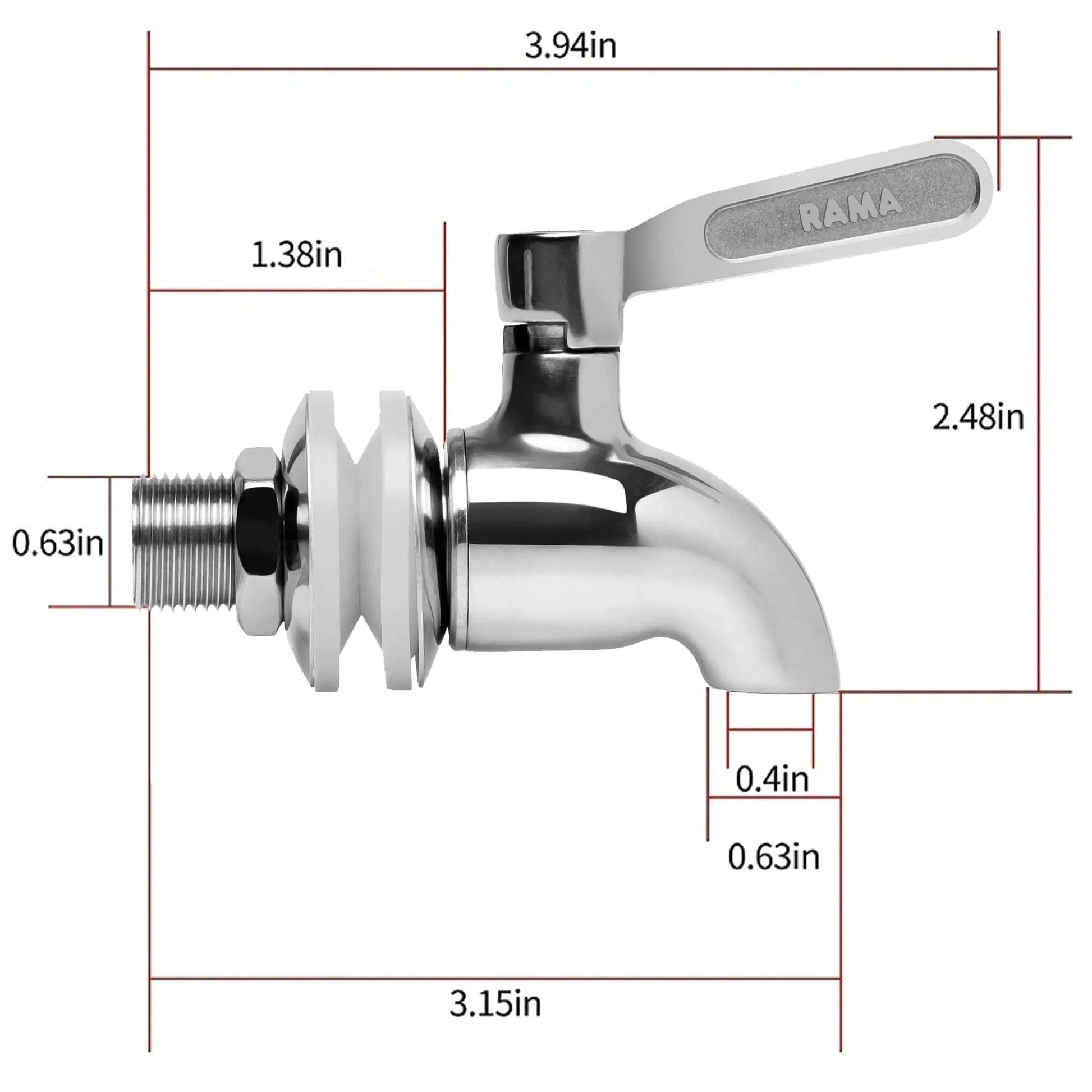 rama stainless steel water filter tap dimensions