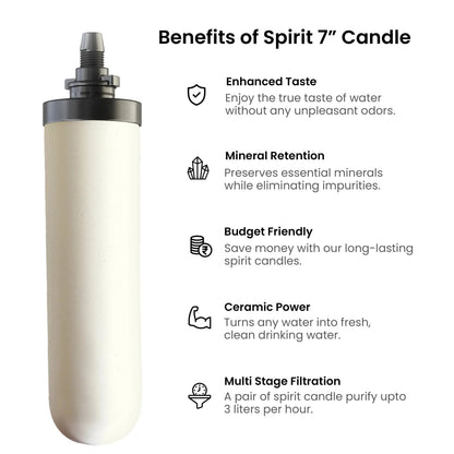 RAMA Spirit 7" Water Filter Candle, with Activated Carbon, Greater Than 4 Log Bacteria Removal