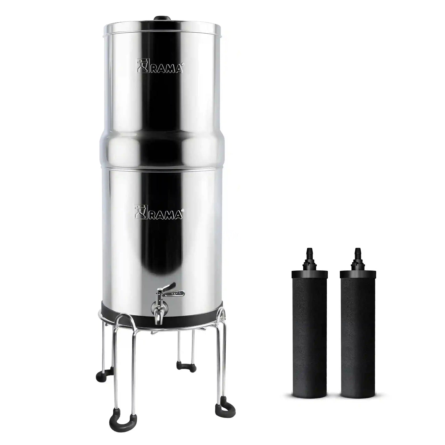 RAMA Gravity Water Filter with Carbon Candles and Stainless Steel Stand