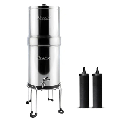 RAMA Gravity Water Filter with Carbon Candles and Stainless Steel Stand