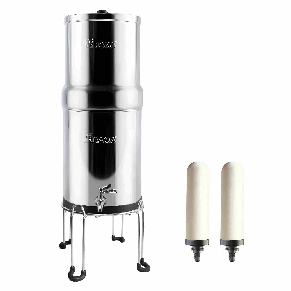 RAMA Gravity Water Filter with Spirit Candles and Stainless Steel Stand