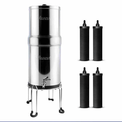 RAMA Gravity Water Filter with Carbon Candles and Stainless Steel Stand