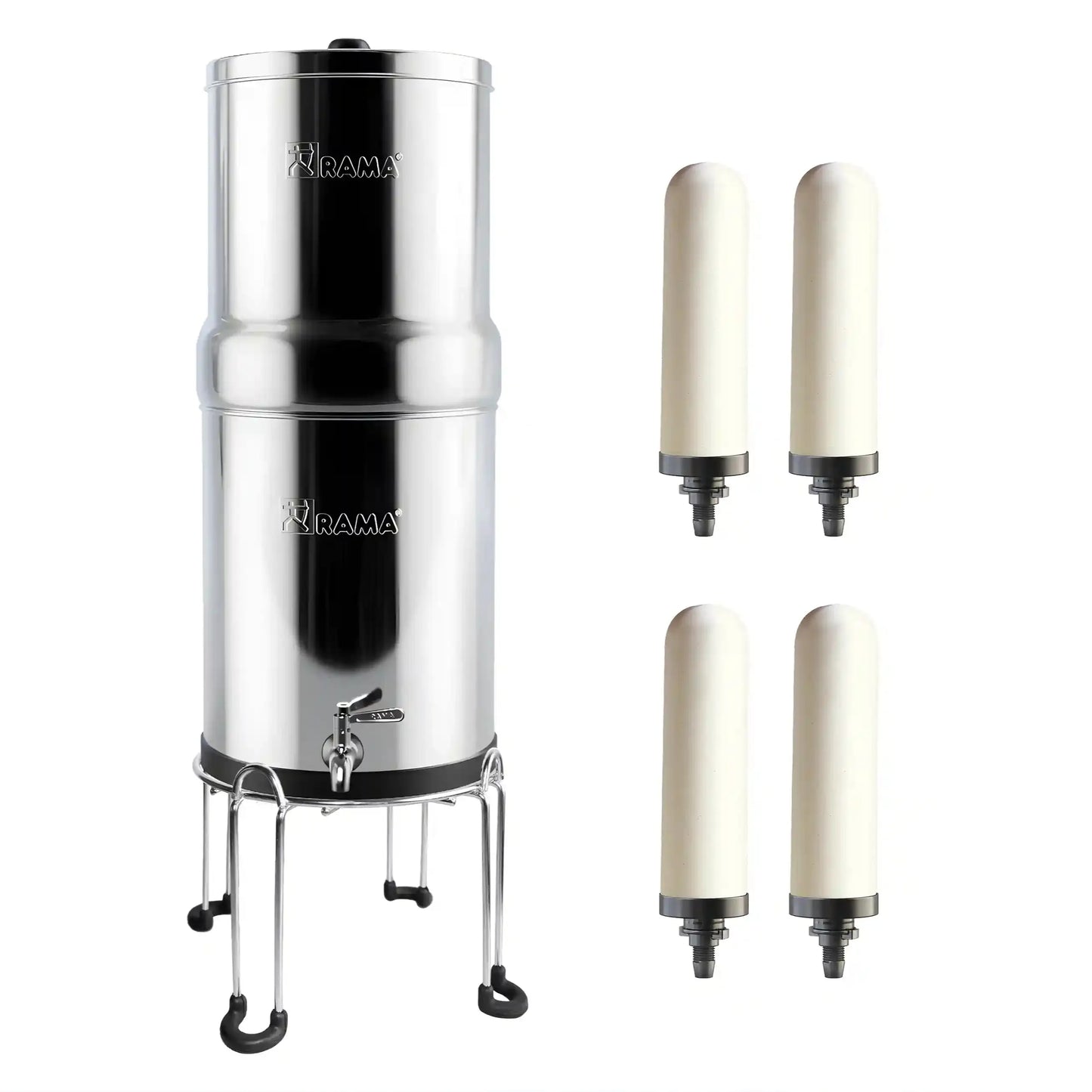 RAMA Gravity Water Filter with Spirit Candles and Stainless Steel Stand