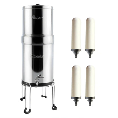RAMA Gravity Water Filter with Spirit Candles and Stainless Steel Stand