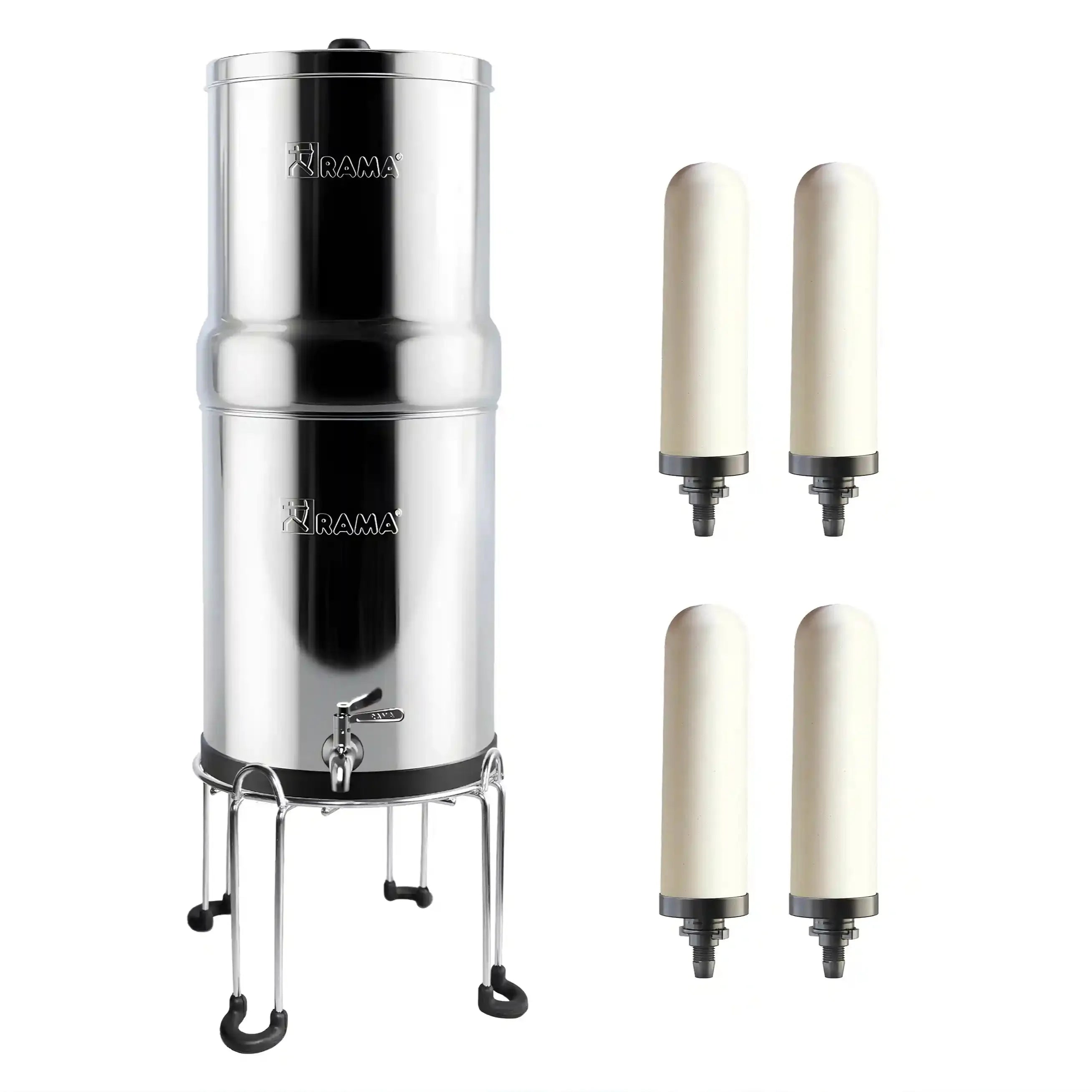RAMA Gravity Water Filter with Spirit Candles and Stainless Steel Stand
