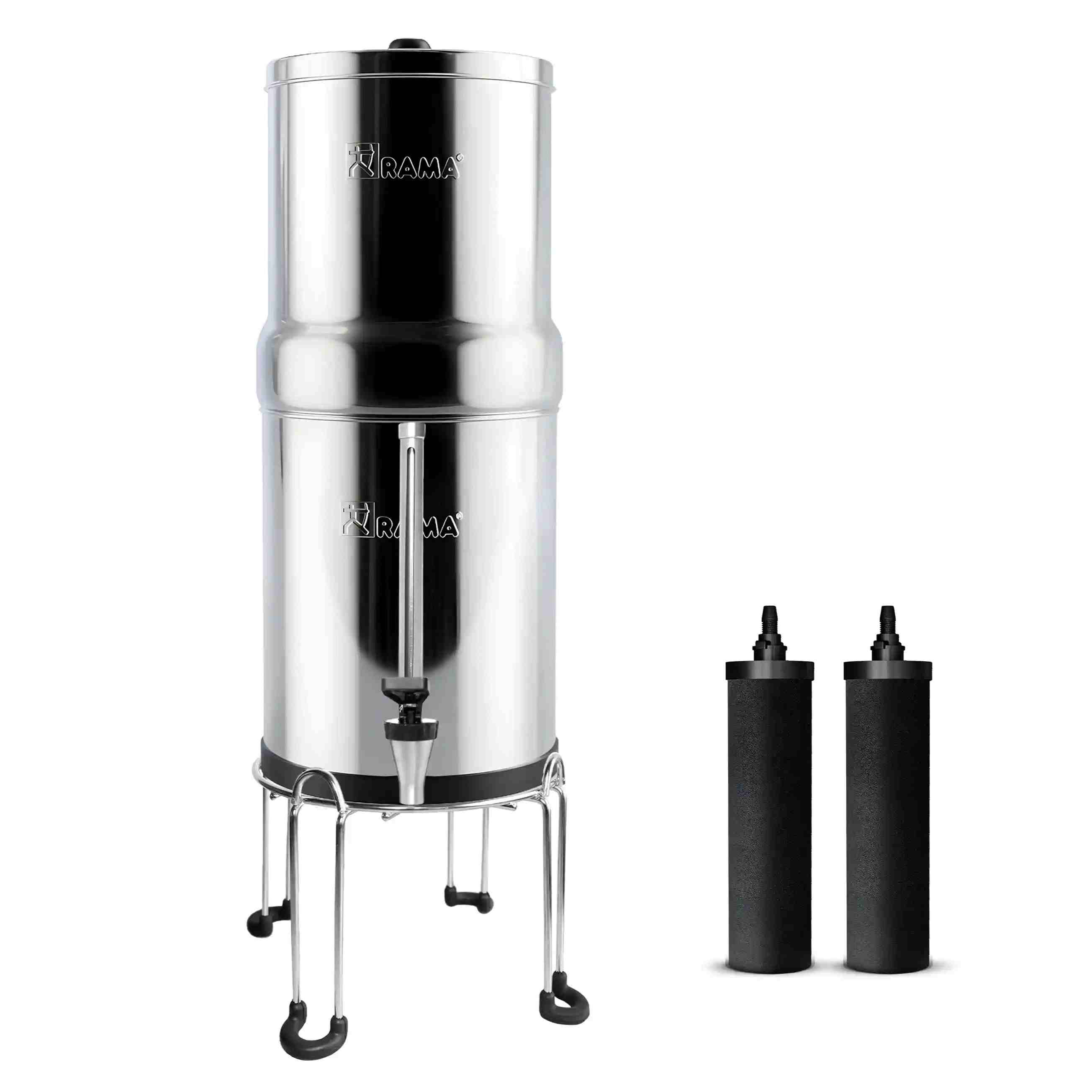 RAMA Gravity Water Filter with Carbon Candles and Stainless Steel Stand