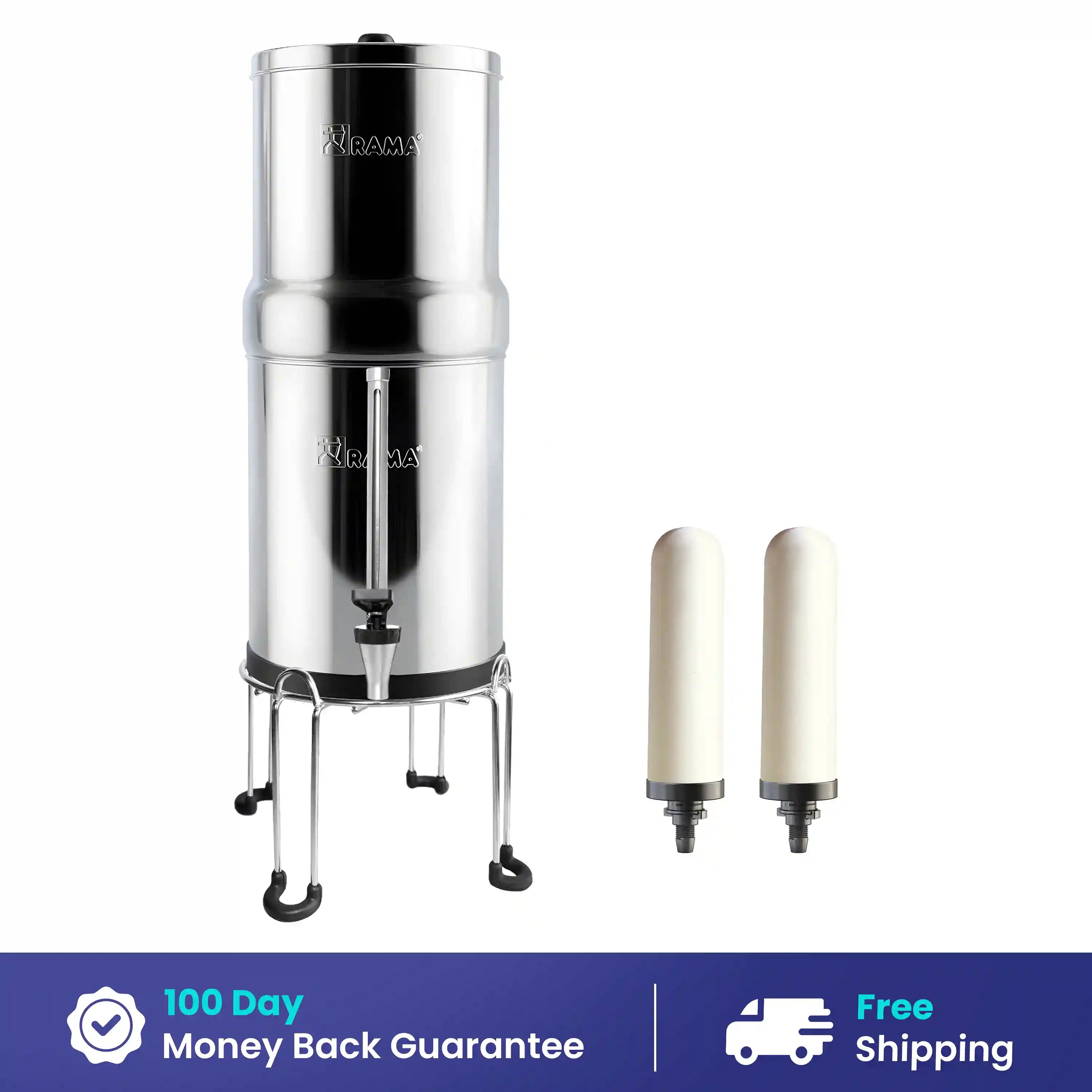 RAMA Gravity Water Filter with Spirit Candles and Stainless Steel Stand