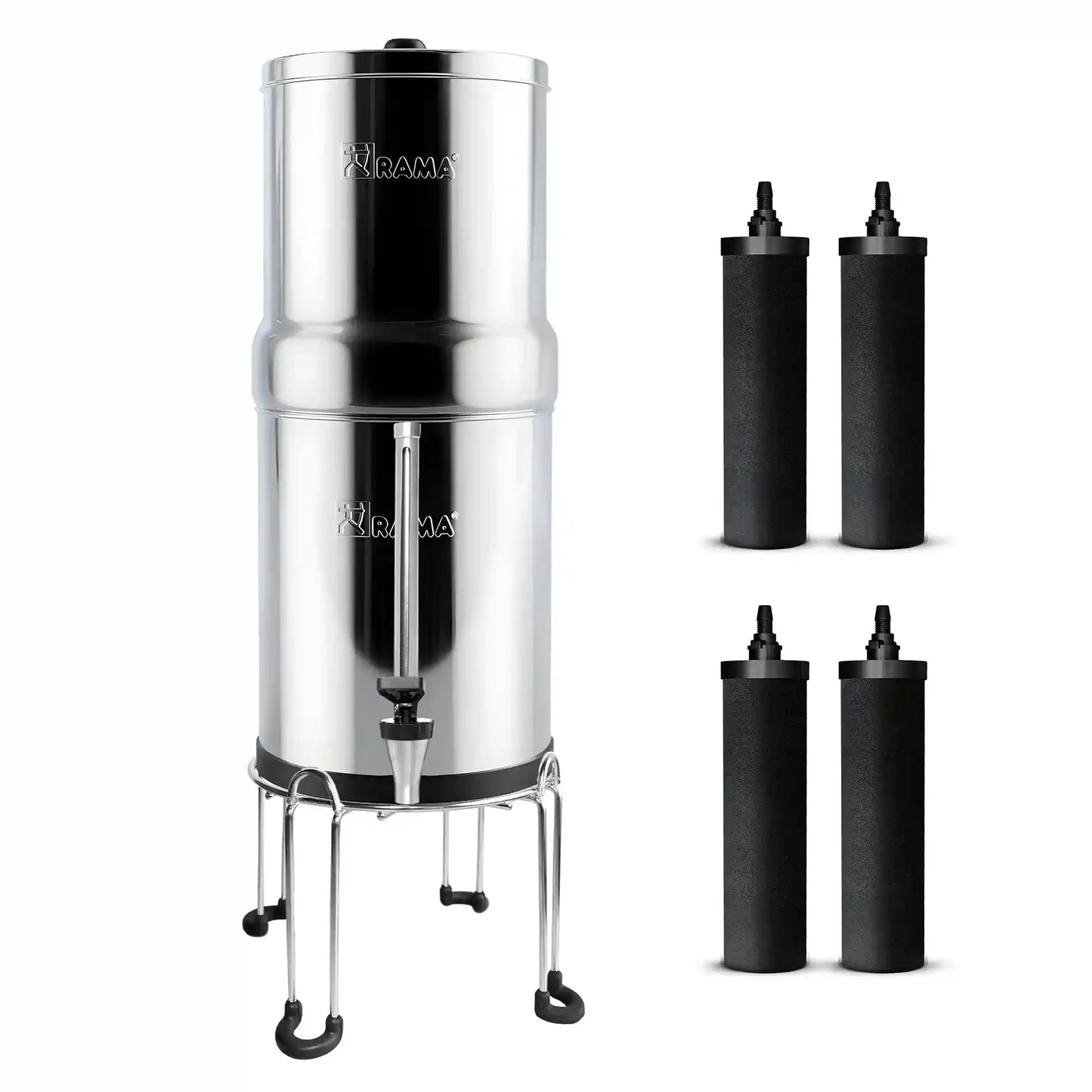 RAMA Gravity Water Filter with Carbon Candles and Stainless Steel Stand