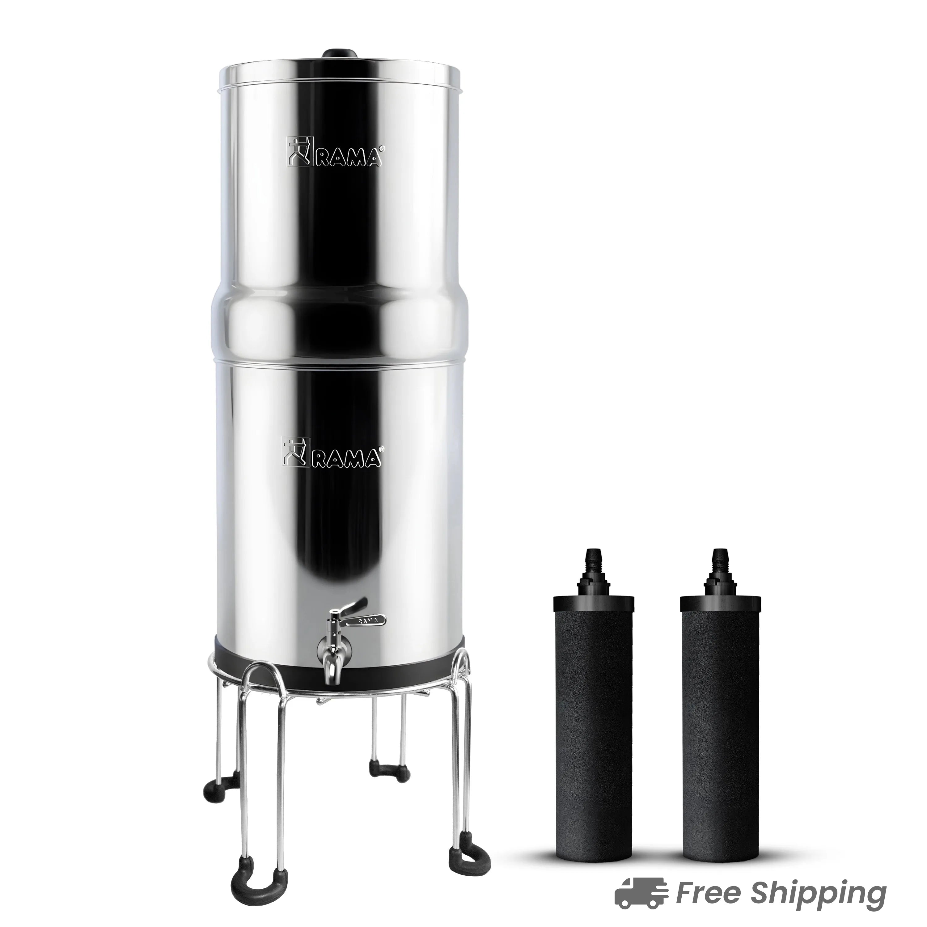 RAMA Gravity Water Filter with Carbon Candles and Stainless Steel Stand