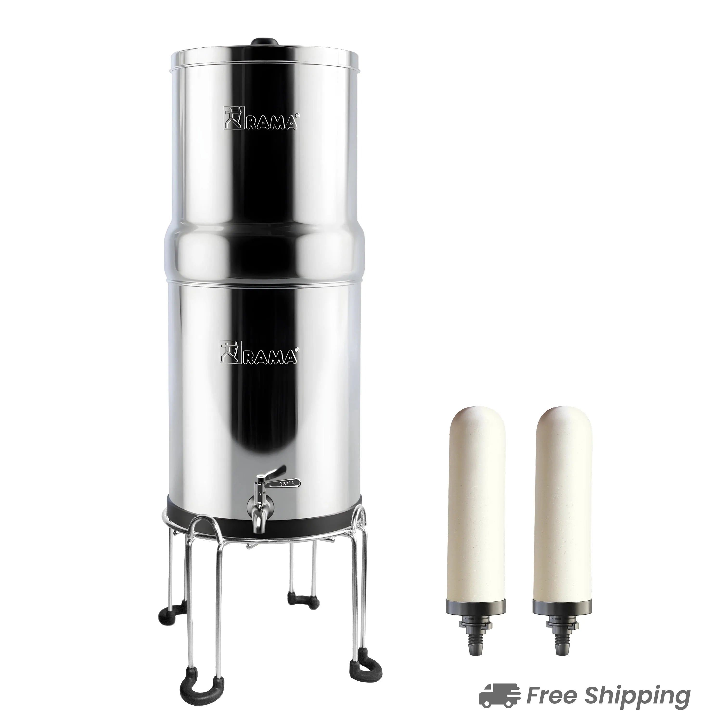 RAMA Gravity Water Filter with Spirit Candles and Stainless Steel Stand