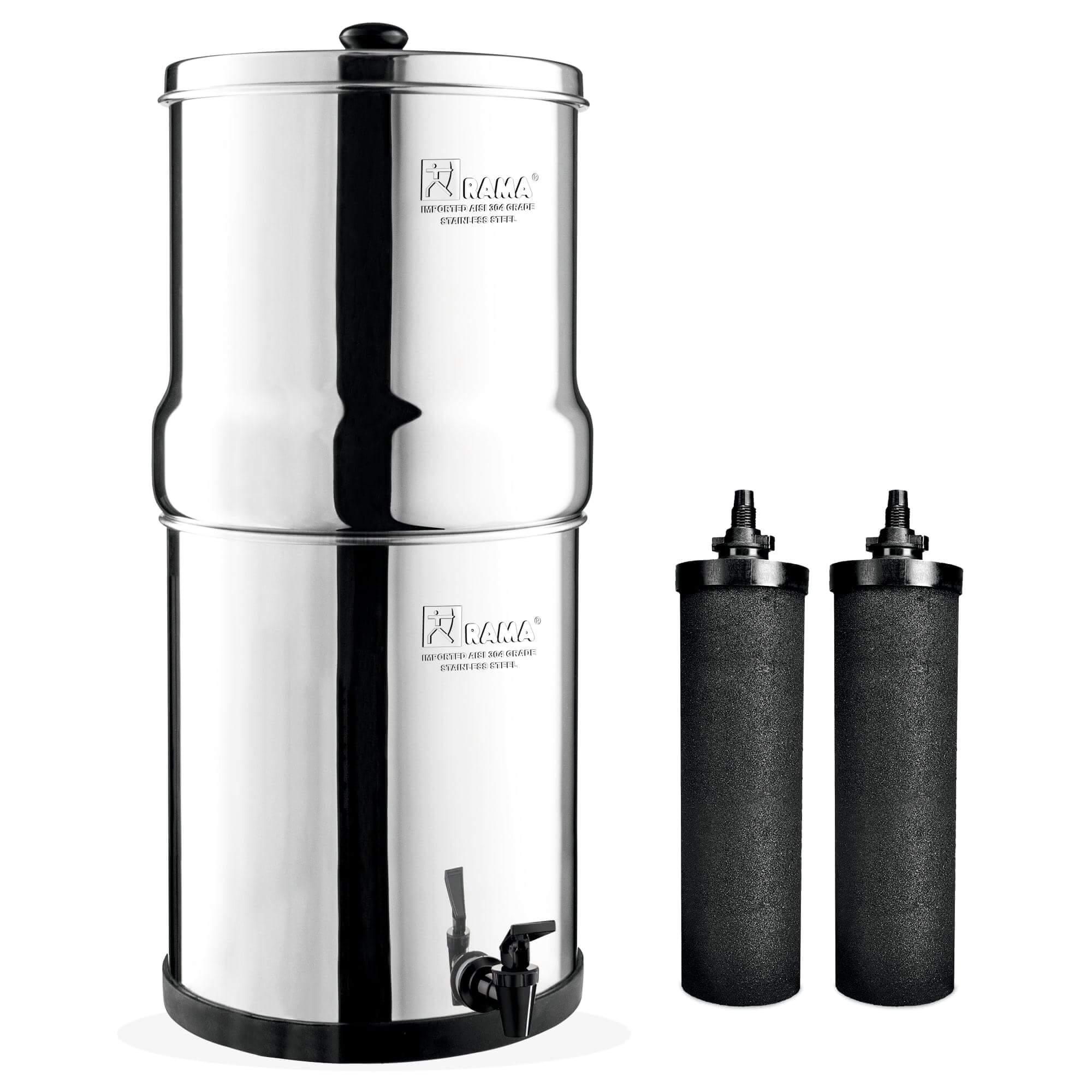 Rama GRAVITY Water Filter with 2 of RAMA Carbon Candles for Fast Filtration - Rama Water Filters
