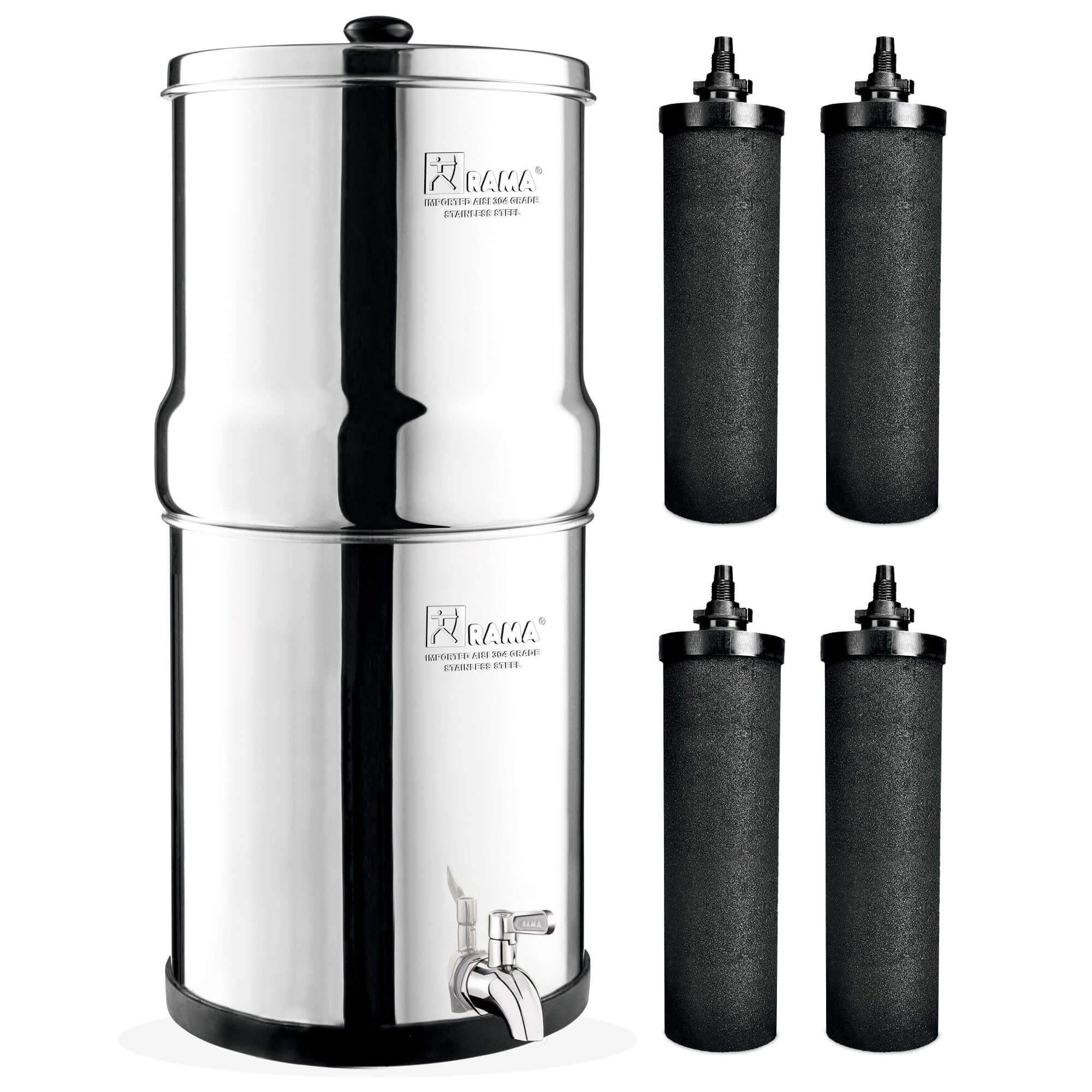 RAMA Gravity Water Filter and Purifier with Additional carbon candles, 10-Year Warranty, 99.99% Bacteria removal - Rama Water Filters